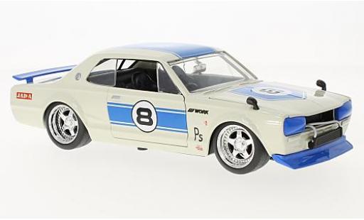 Diecast model cars Nissan Skyline 2000 GT-R (KPGC 10) white/blue RHD 1971 1/24 Jada Toys