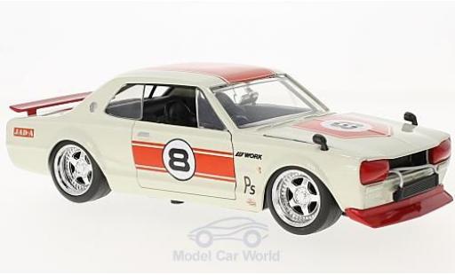 Diecast model cars Nissan Skyline 2000 GT-R (KPGC 10) white/red RHD 1971 1/24 Jada Toys