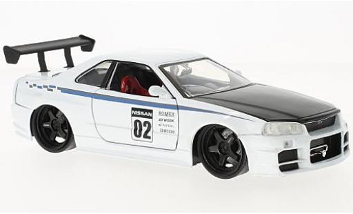 Diecast model cars Nissan Skyline R34 GT-R () white/black 2002 1/24 Jada Toys