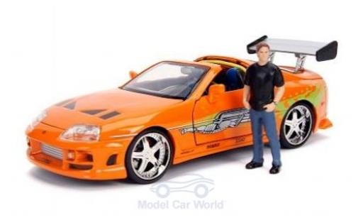 Diecast model cars Toyota Supra Fast & Furious orange/Dekor 1995 with Figur 1/24 Jada Toys
