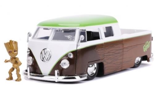Diecast model cars Volkswagen T1 B Pickup brown/white Guardians of the Galaxy - Groot 1963 with Figur 1/24 Jada Toys