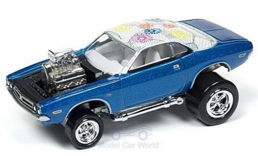 Diecast model cars Dodge Challenger tuning metallic blue/Dekor 1971 without Vitrine 1/64 Johnny Lightning