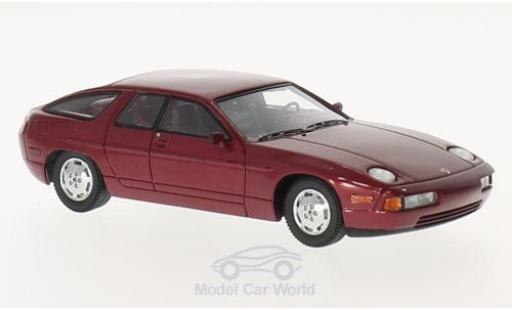 Diecast model cars Porsche 928 Base Custom Factory metallic red 1986 4 door Sedan 1/43 Kess