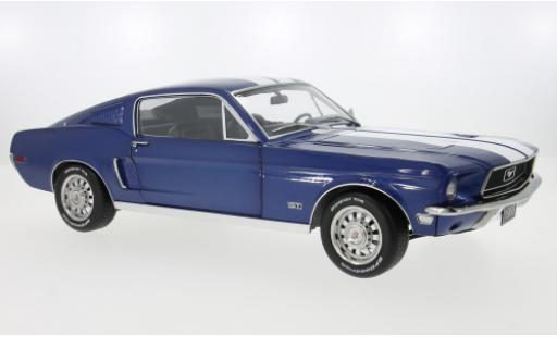 Diecast model cars Ford Mustang Fastback GT blue/white 1968 1/12 KK Scale