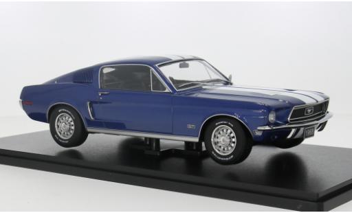 Diecast model cars Ford Mustang Fastback GT blue/white 1968 1/18 KK Scale