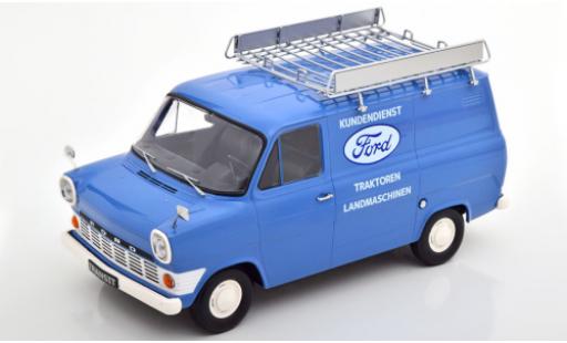 Diecast model cars Ford Transit Kastenwagen MK 1 van blue Kundendienst 1965 avec Rack de toit 1/18 KK Scale
