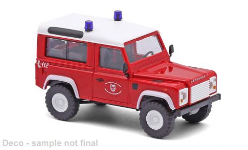 Diecast model cars Land Rover Defender 90 1983 Feuerwehr Meran 1/87 Busch