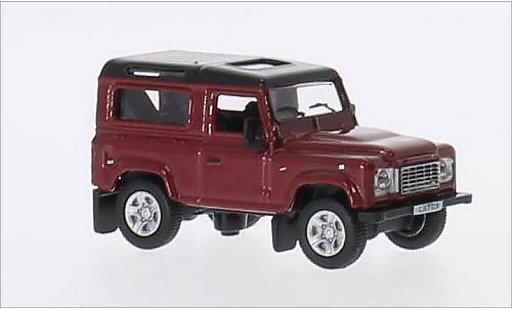 Land Rover Defender 90 1/76 Oxford metallic red/metallic black RHD diecast model cars