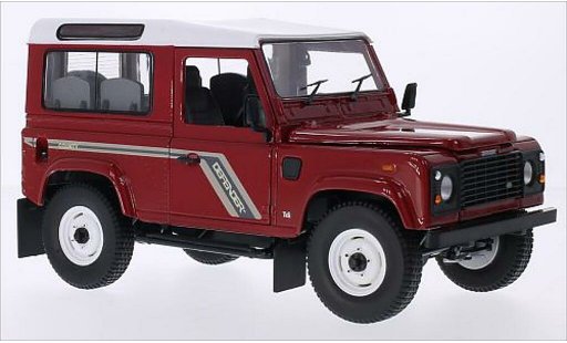 Land Rover Defender 90 1/18 Universal Hobbies Station Wagon red/white RHD diecast model cars