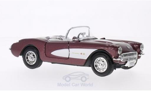 Diecast model cars Chevrolet Corvette Convertible metallic red/white 1957 1/24 Lucky Die Cast