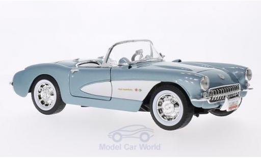 Diecast model cars Chevrolet Corvette Convertible metallic blue/white 1957 1/24 Lucky Die Cast