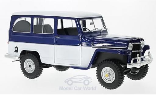 Diecast model cars Jeep Willys Station Wagon blue/white 1955 1/18 Lucky Die Cast