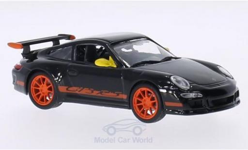 Diecast model cars Porsche 911 GT3 RS black Spiegel in yellow Felgen and Dekor in orange 1/43 Lucky Die Cast