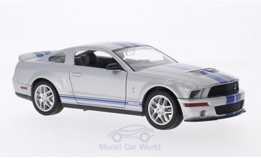 Diecast model cars Shelby GT 500 Base mit blueen stripes grey 2007 1/18 Lucky Die Cast