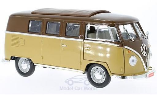 Diecast model cars Volkswagen T1 B Microbus brown/beige 1962 1/18 Lucky Die Cast