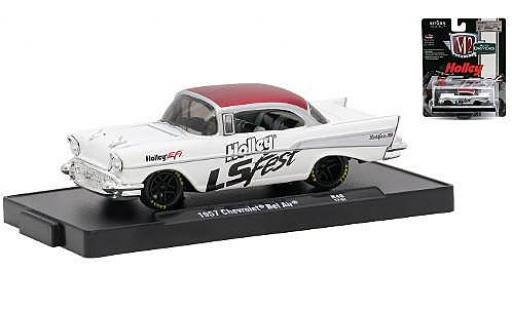 Diecast model cars Chevrolet Bel Air Coupe white/red Holley LS Fest 1957 1/64 M2 Machines