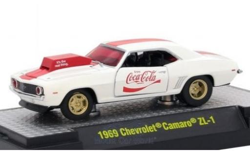 Diecast model cars Chevrolet Camaro ZL1 white/red Coca Cola 1969 1/64 M2 Machines