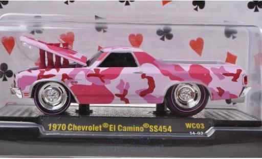 Diecast model cars Chevrolet El Camino tuning red 1970 Motorhaube with Funktion Ground Pounders Wild Cards 1/64 M2 Machines