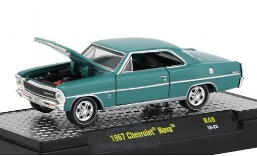Diecast model cars Chevrolet Nova Coupe blue 1967 1/64 M2 Machines
