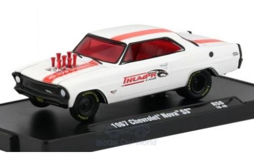 Diecast model cars Chevrolet Nova SS matt-white/red 1967 1/64 M2 Machines