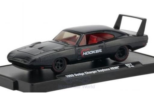 Diecast model cars Dodge Charger Daytona HEMI metallic anthracite Hooker 1969 1/64 M2 Machines