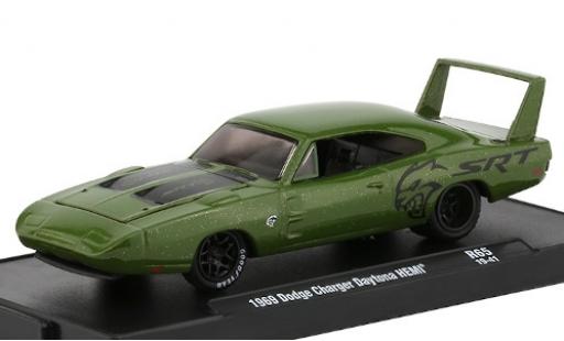Diecast model cars Dodge Charger Daytona HEMI metallic green/matt-black SRT 1969 1/64 M2 Machines