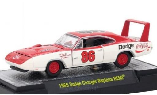 Diecast model cars Dodge Charger Daytona HEMI white/red Coca Cola 1969 1/64 M2 Machines