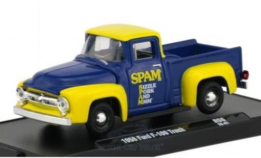 Diecast model cars Ford F-100 Pickup 00 blue/yellow 1956 1/64 M2 Machines