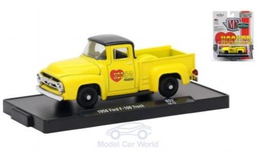 Diecast model cars Ford F-100 Pickup 00 Truck yellow/black Hooker Headers 1956 1/64 M2 Machines