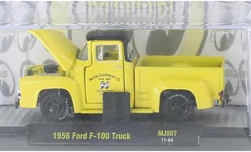 Diecast model cars Ford F-100 Pickup 00 Truck yellow/black Moon Equipment Co. 1956 1/64 M2 Machines