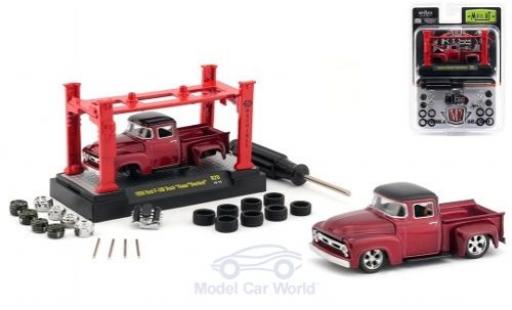 Diecast model cars Ford F-100 Pickup 00 Truck metallic red/black Foose Overlord 1956 Model-Kit Bausatz inklusive 4 Ersatzr&Atilde;&curren;dern 1/64 M2 Machines