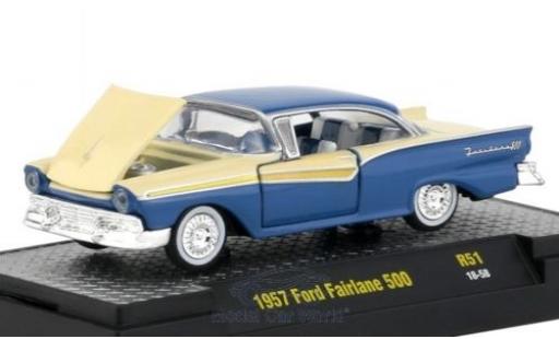 Diecast model cars Ford Fairlane 500 blue/beige 1957 1/64 M2 Machines