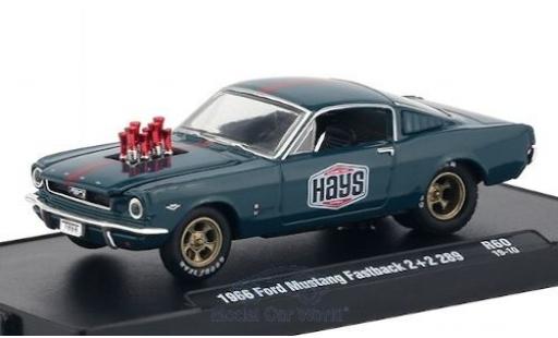 Diecast model cars Ford Mustang Fastback 2+2 289 blue/matt-rot Hays 1966 1/64 M2 Machines