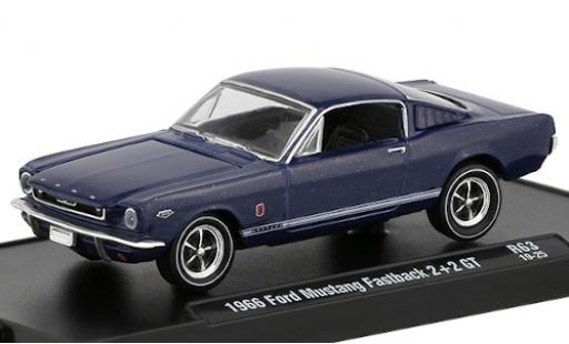 Diecast model cars Ford Mustang Fastback 2+2 GT metallic blue 1966 1/64 M2 Machines