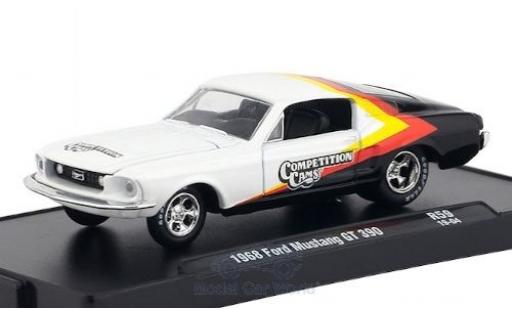 Diecast model cars Ford Mustang GT 390 white/Dekor Competition Cams 1968 1/64 M2 Machines