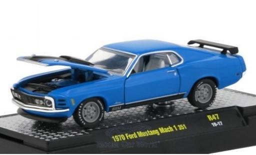 Diecast model cars Ford Mustang Mach 1 351 blue/matt-black 1970 1/64 M2 Machines