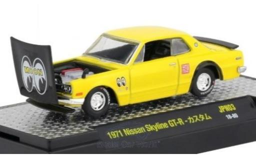 Diecast model cars Nissan Skyline 2000 GT-R yellow/black 1971 1/64 M2 Machines