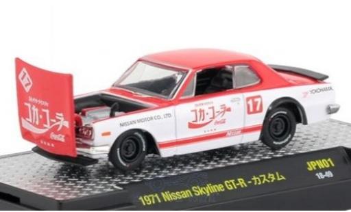 Diecast model cars Nissan Skyline 2000 GT-R red/white Coca Cola 1971 1/64 M2 Machines
