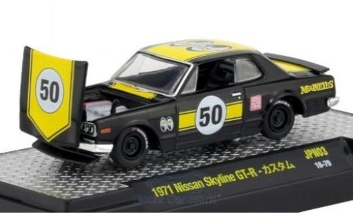 Diecast model cars Nissan Skyline 2000 GT-R black/yellow 1971 1/64 M2 Machines