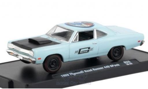 Diecast model cars Plymouth Road Runner 1969 440 GPack blue/black 1/64 M2 Machines