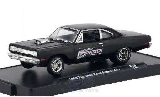 Diecast model cars Plymouth Road Runner 1969 440 black/Dekor Flowtech Exhaust 1/64 M2 Machines
