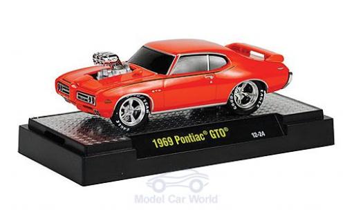 Diecast model cars Pontiac GTO 1969 orange Motorhaube with Funktion Ground Pounders 1/64 M2 Machines