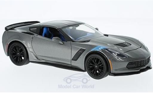 Diecast model cars Chevrolet Corvette Grand Sport metallic grey 2017 without Vitrine 1/24 Maisto