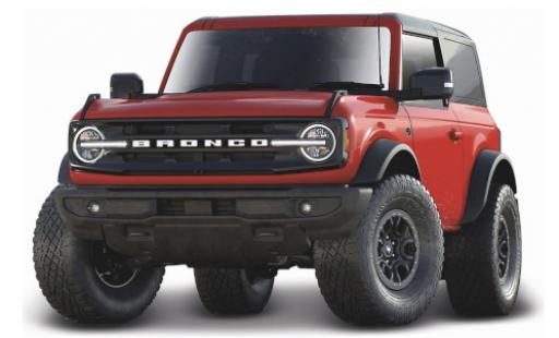 Diecast model cars Ford Bronco Wildtrak red/matt-black 2021 1/18 Maisto