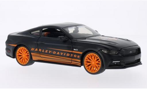 Diecast model cars Ford Mustang GT matt-black/orange Harley-Davidson 2015 1/24 Maisto