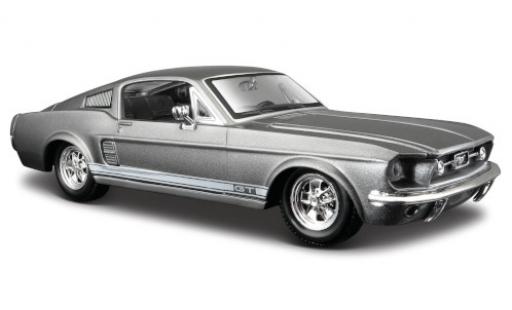 Diecast model cars Ford Mustang GT metallic grey 1967 1/24 Maisto