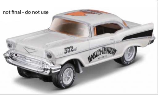 Diecast model cars Chevrolet Bel Air Coupe white/black Harley-Davidson 1957 1/64 Maisto