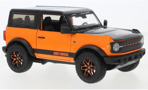 Diecast model cars Ford Bronco Wagon Douane orange/black Harley-Davidson 1/24 Maisto