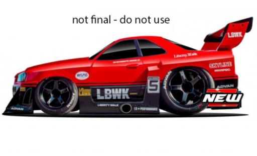Diecast model cars Nissan Skyline R34 GT-R () Liberty Walk red/black 1999 1/64 Maisto