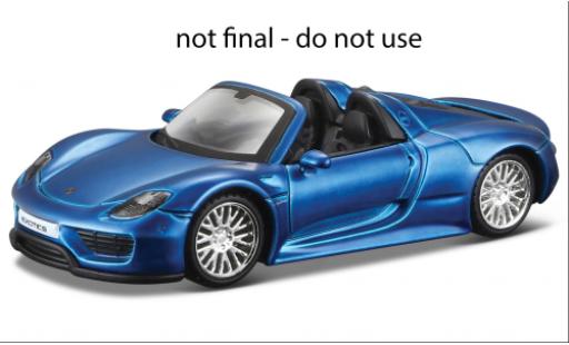 Diecast model cars Porsche 918 Base Spyder blue 1/64 Maisto